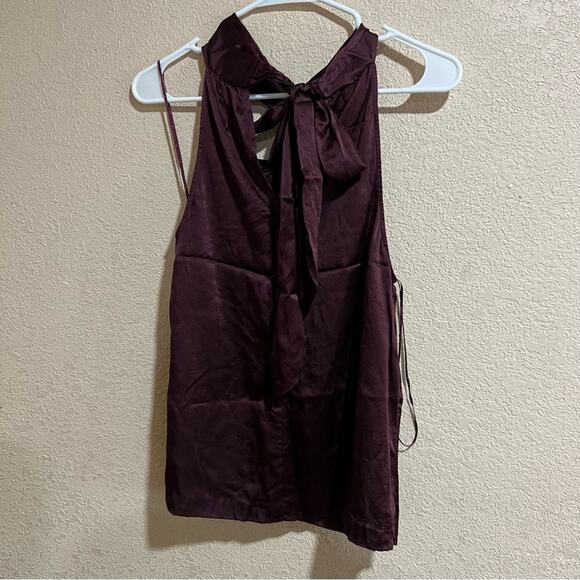 Parker Deep Purple Dallas Silk Halter Cutout Bow Top - Picture 4 of 8